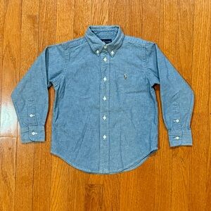 Polo Ralph Lauren Boys 4T Flesh Pony Button Down Chambray Shirt Toddlers Preppy